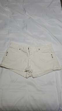 L.e.i. White Denim Jordan Cuff Shorts Junior Size 11 Low Rise